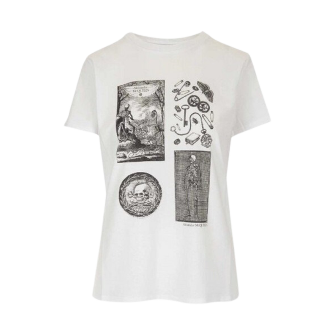 651373QZACK0900 (W) Alexander McQueen Skull Print T-Shirt White