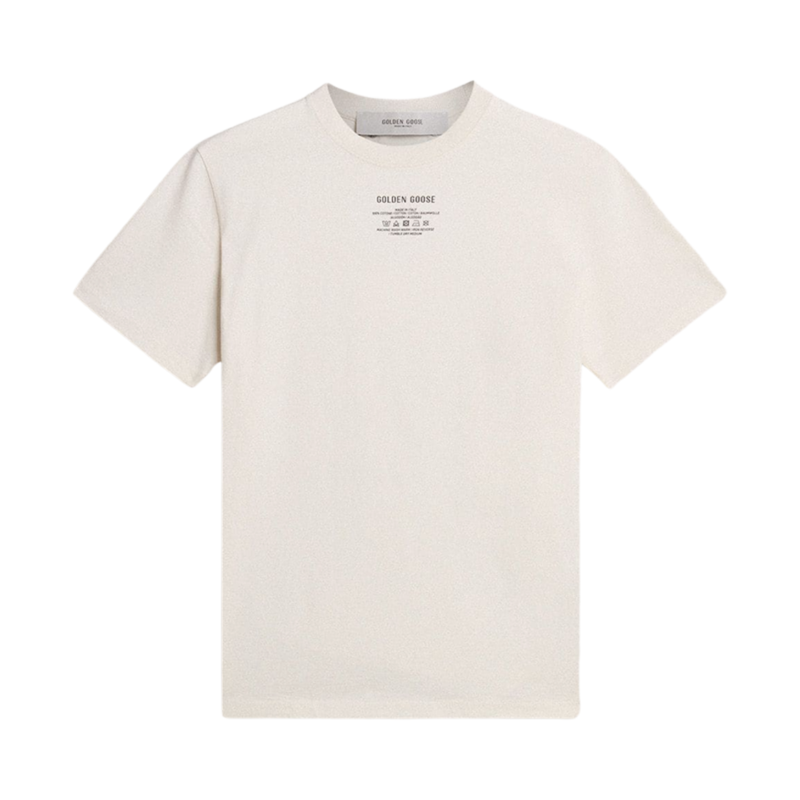 골든구스 블랙 레터링 코튼 티셔츠 원 화이트(Golden Goose Cotton T-Shirt with Black Lettering Worn White)