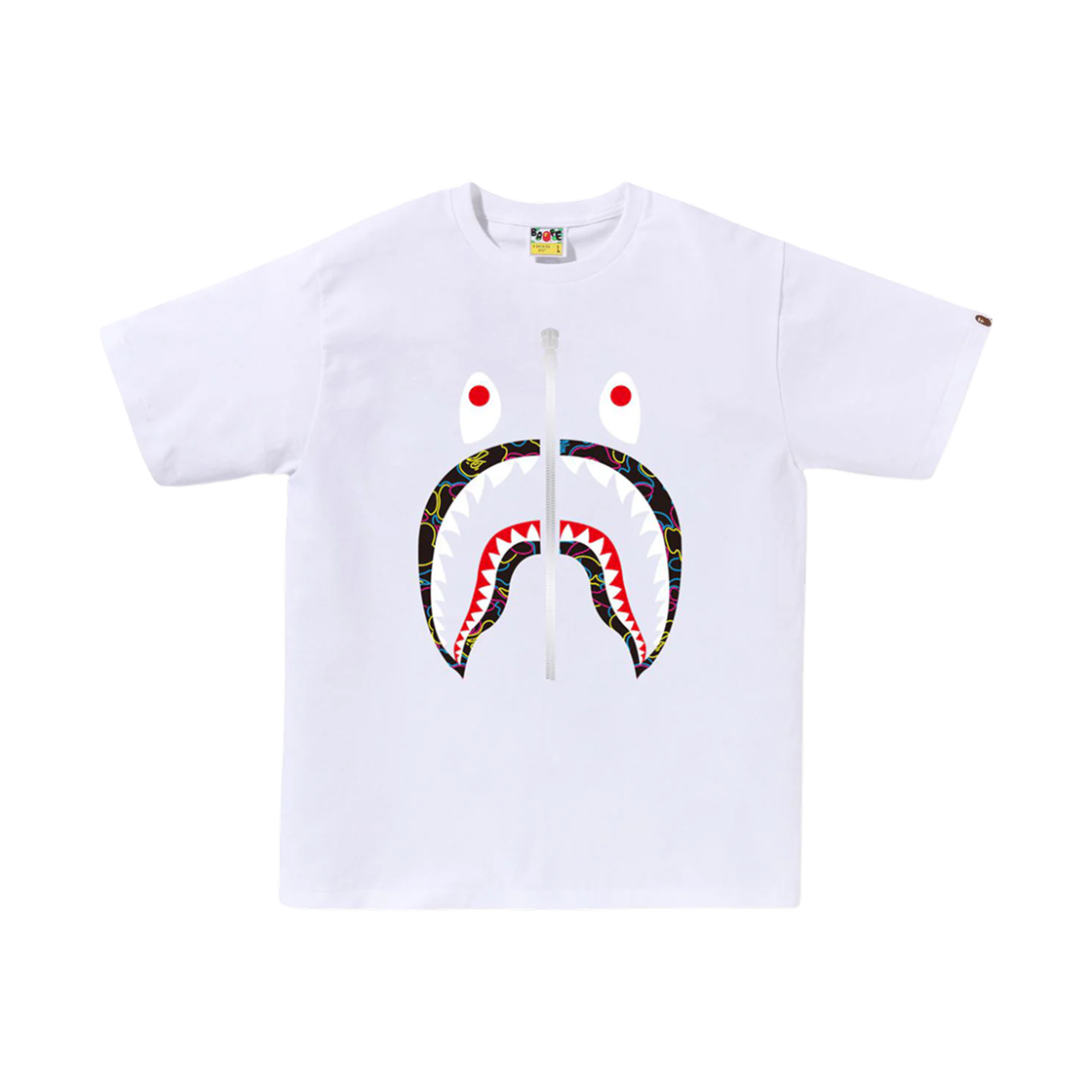 베이프 네온 카모 샤크 티셔츠 화이트(BAPE Neon Camo Shark T-Shirt White) - 1