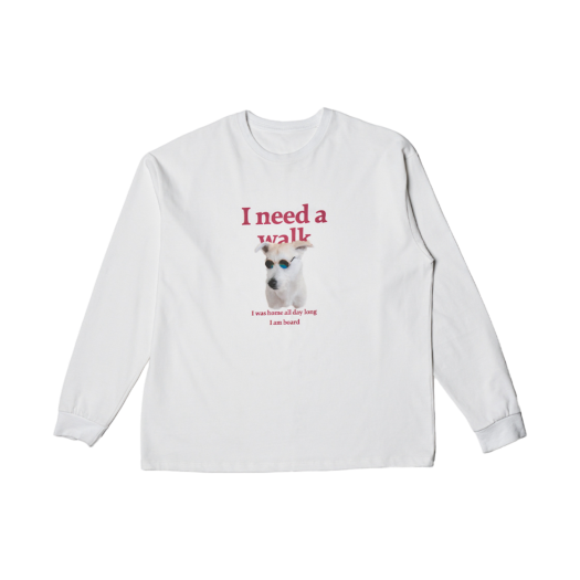 BB24LT01002WH Broken Beat I Need A Walk Long Sleeve White