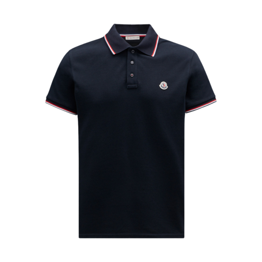J1-091-8A70300-84556-77X Moncler Logo Patch Polo Shirt Dark Blue - 24SS