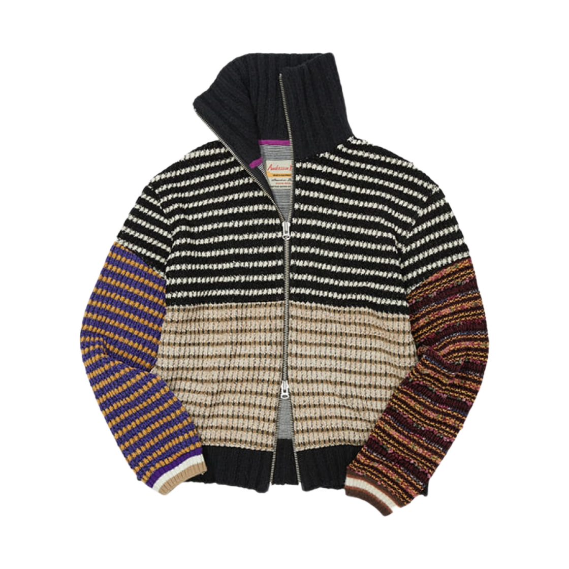 앤더슨벨 클리덴 패치워크 집업 스웨터 멀티(Andersson Bell Clifden Patchwork Zip-Up Sweater Multi)