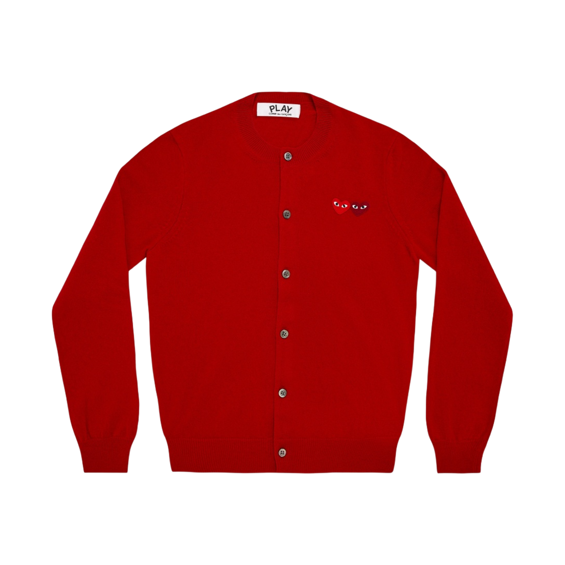 (W) 플레이 꼼데가르송 더블 하트 가디건 레드