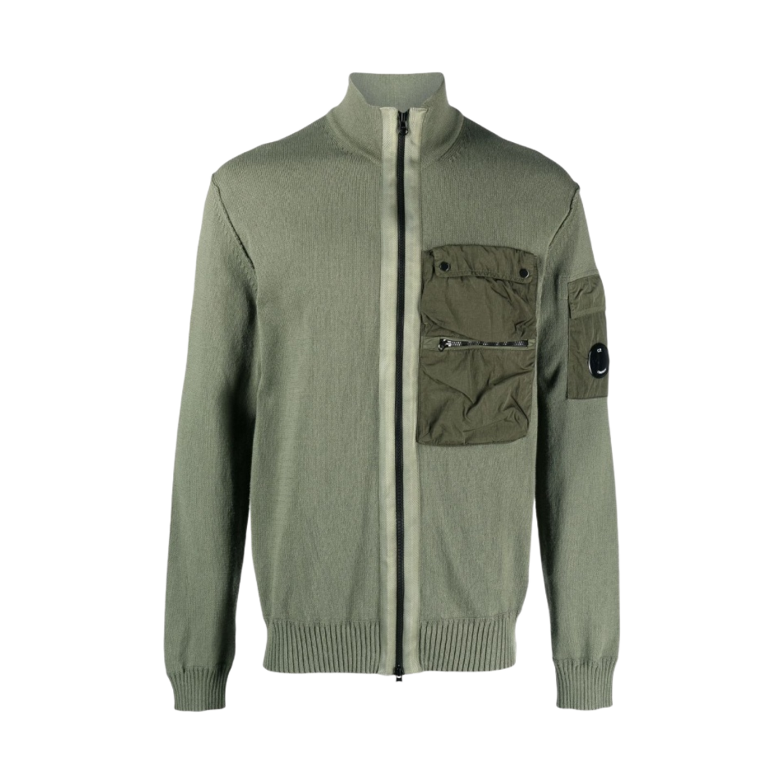 C.P. 컴퍼니 코튼 믹스드 지퍼 니트 브론즈 그린 - 23SS(C.P. Company Cotton Mixed Zipped Knit Bronze Green - 23SS) - 1