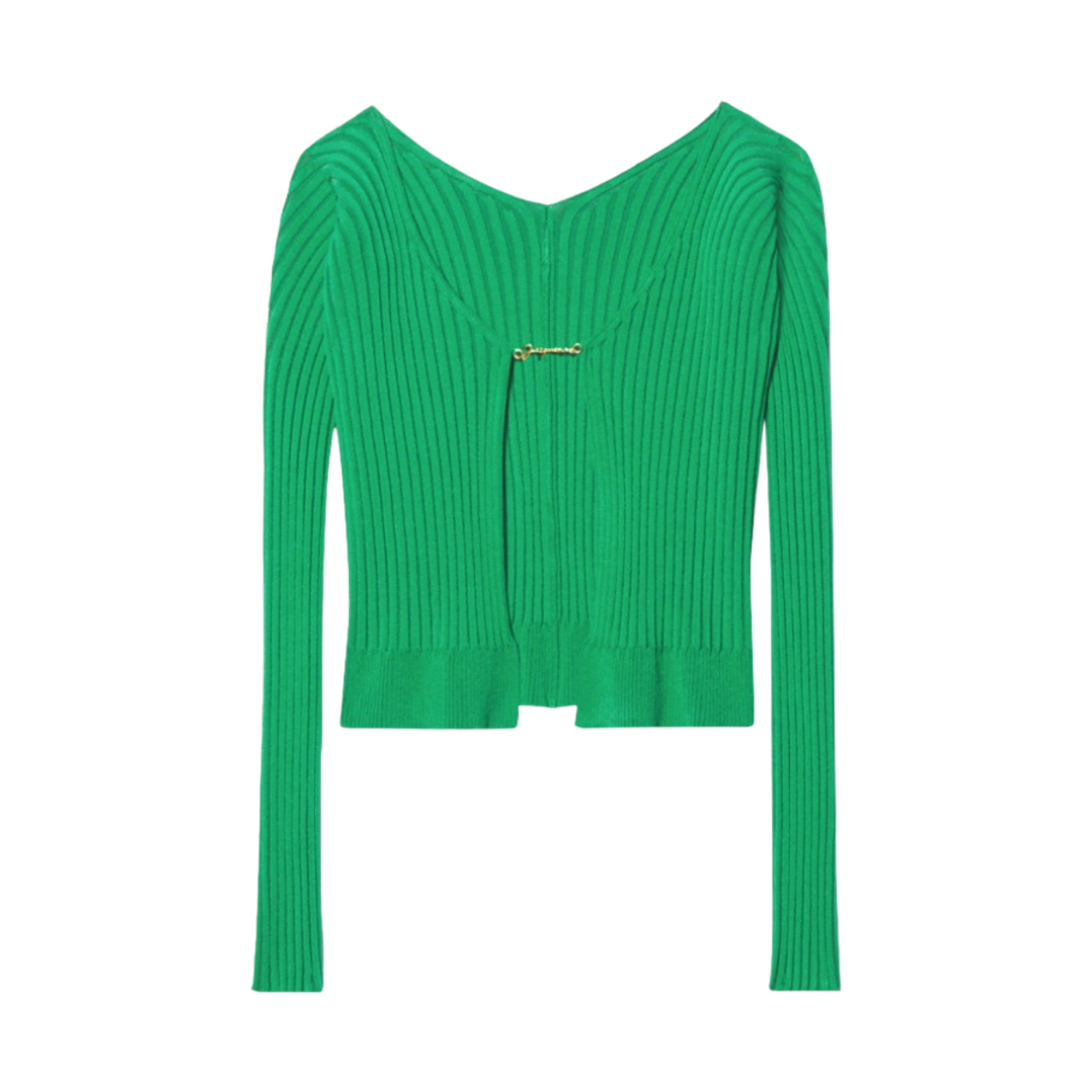 (W) 자크뮈스 라 마이유 프랄루 랑그 심리스 참 로고 가디건 다크 그린