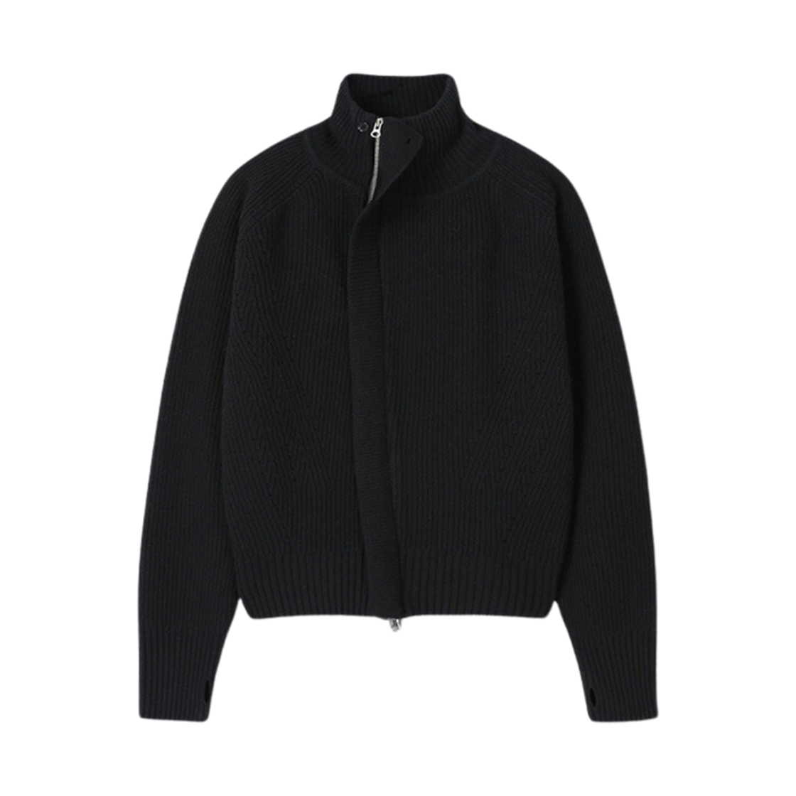 토니웩 울 다이애그널 지퍼 스웨터 블랙(Tonywack Wool Diagonal Zippered Sweater Black) - 1