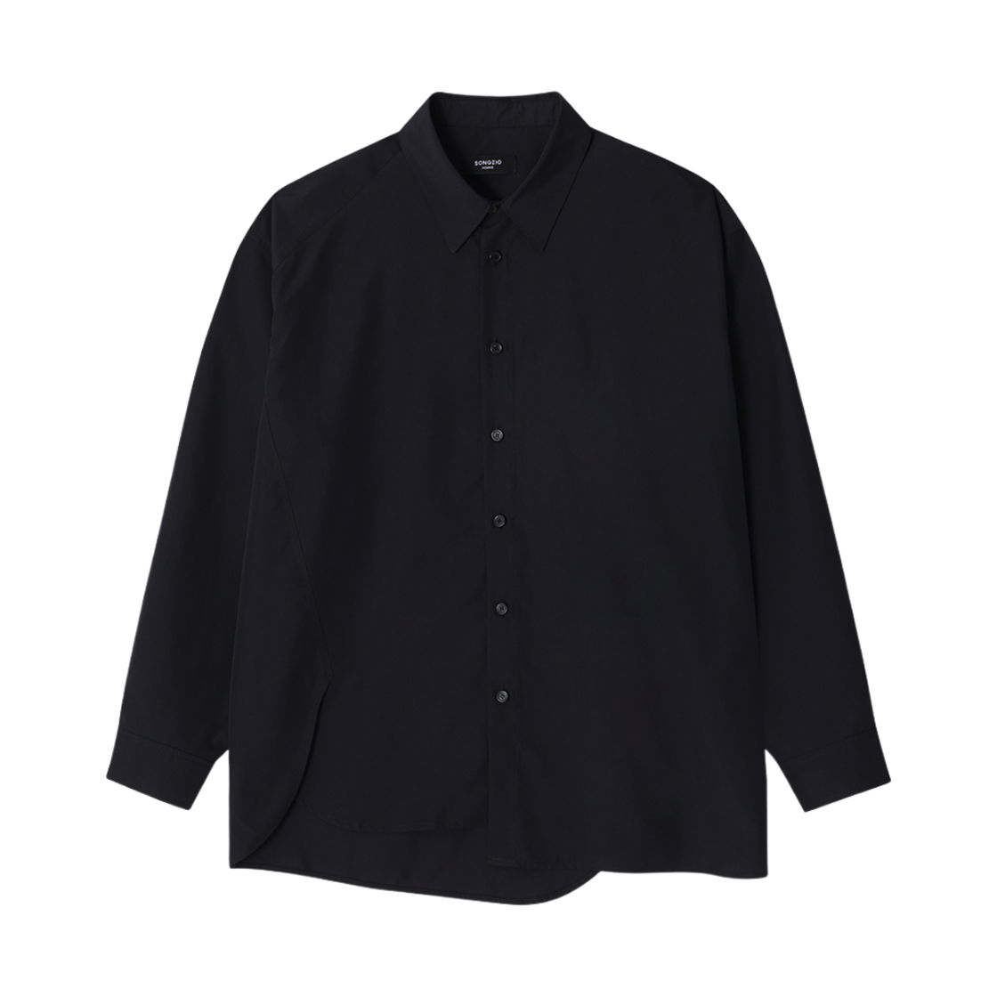 SH2SH202BK Songzio Homme Asymmetric Overdrop Shirt Black
