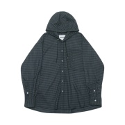 Haleine Incision Check Hooded Shirts Tealblue (VT309)