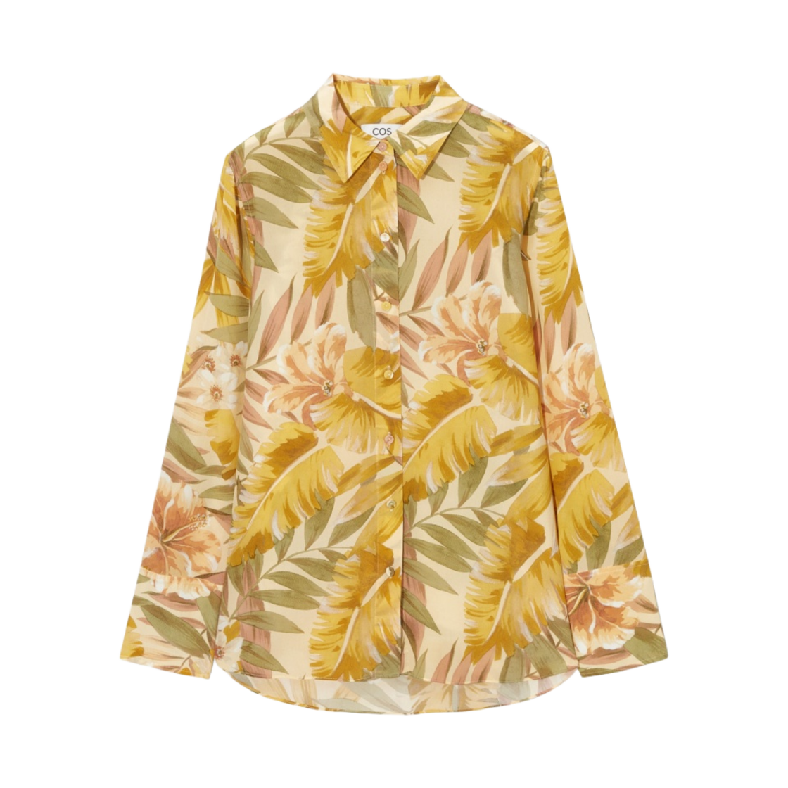 (W) 코스 프린티드 실크 셔츠 오렌지((W) COS Printed Silk Shirt Orange) - 1