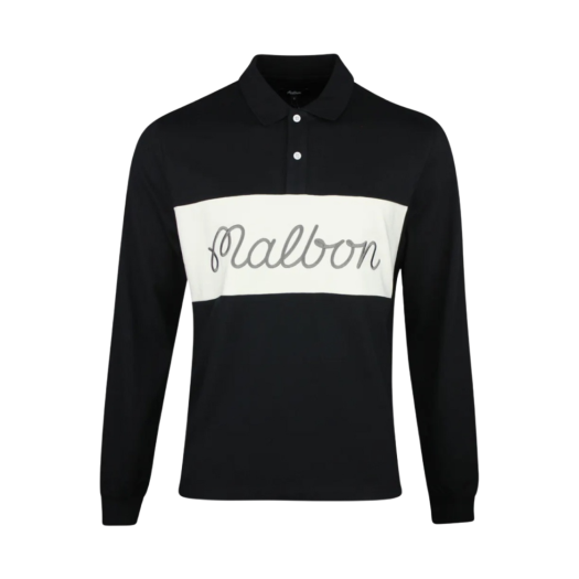 Malbon Golf Murray Long Sleeve Polo Shirt Black