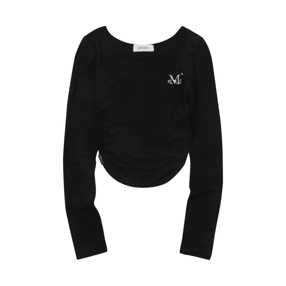 P00000JE_B MUCENT Signature Logo U-Neck Shirring T Black