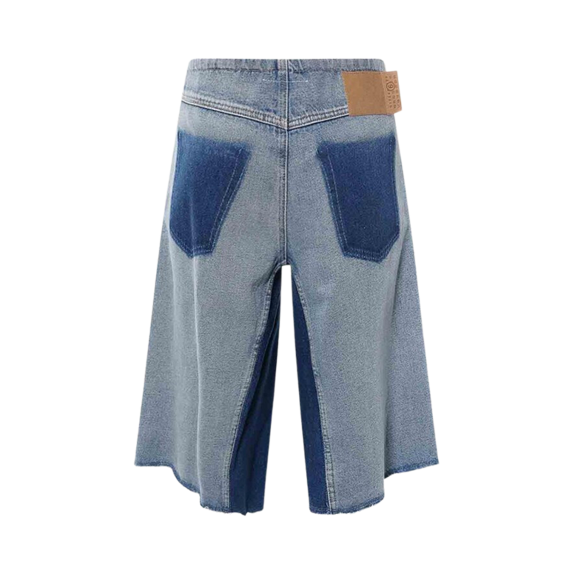 (W) MM6 메종 마르지엘라 백 로고 데님 버뮤다 쇼츠 블루((W) MM6 Maison Margiela Denim Bermuda Shorts with Back Logo Blue) - 2