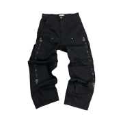 Aoiro Fake Stud Cutted Double Knee Pants Denim Black