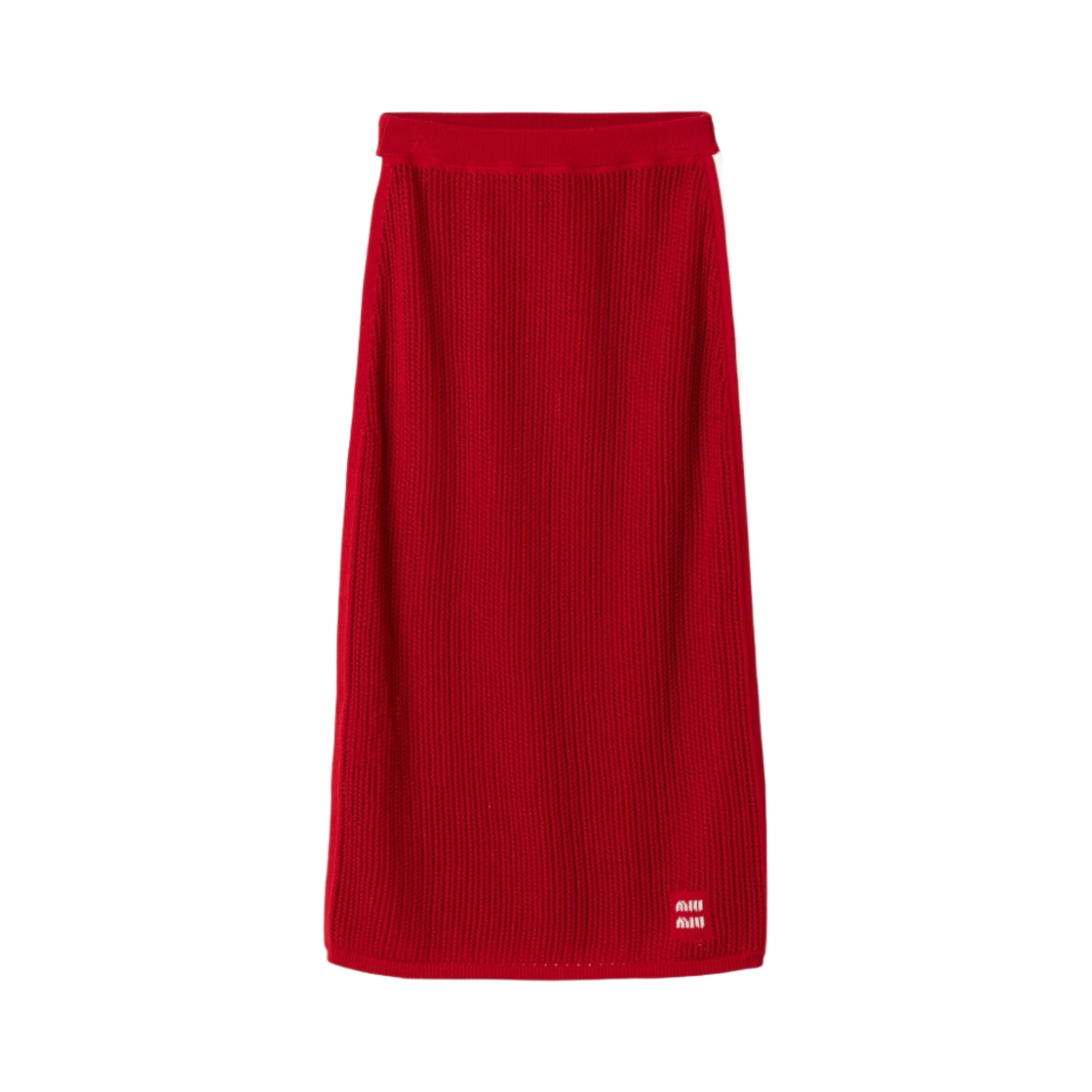 (W) 미우 미우 코튼 스커트 레드 화이트((W) Miu Miu Cotton Skirt Red White) - 1