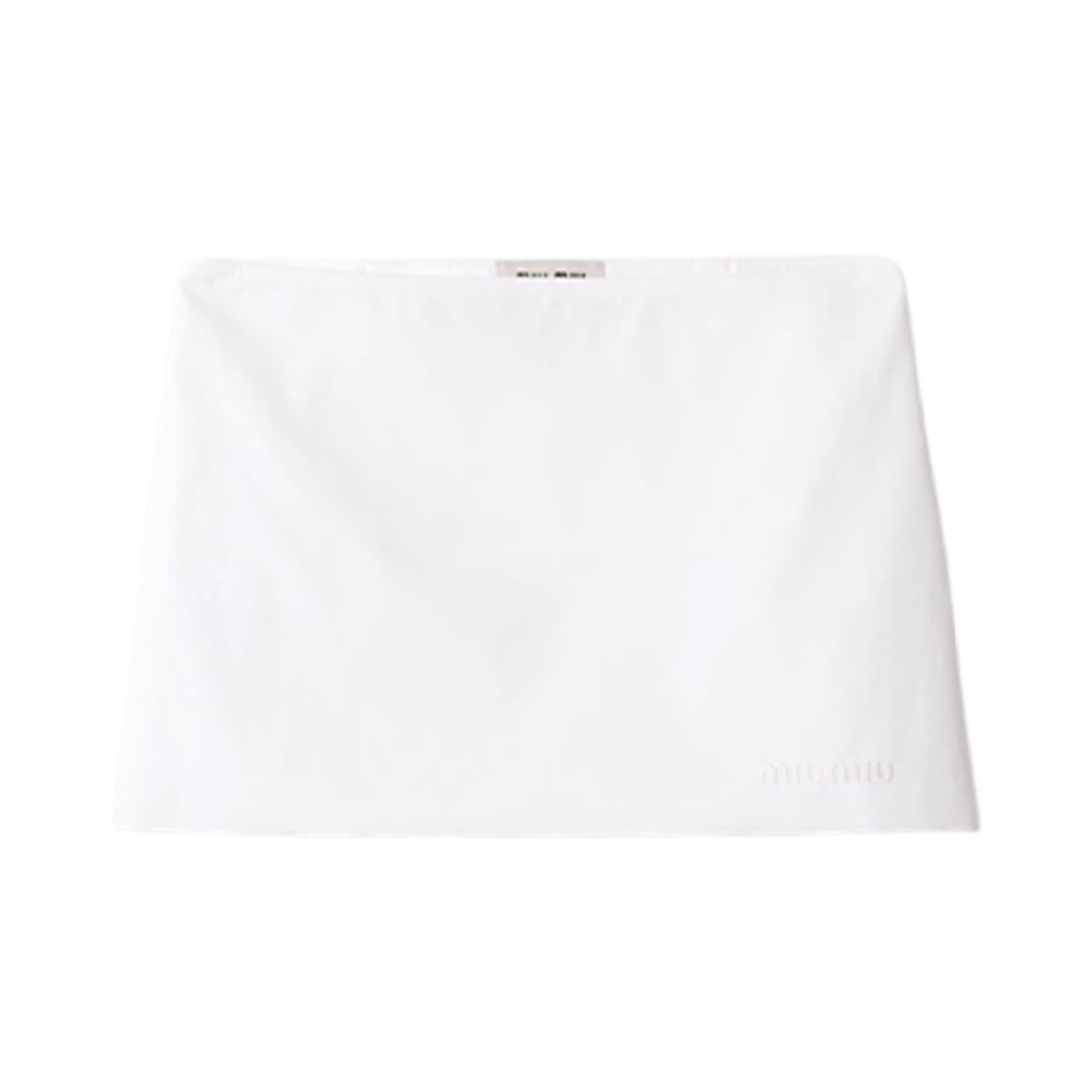 (W) 미우 미우 포플린 앤 저지 미니스커트 화이트((W) Miu Miu Poplin and Jersey Miniskirt White) - 1