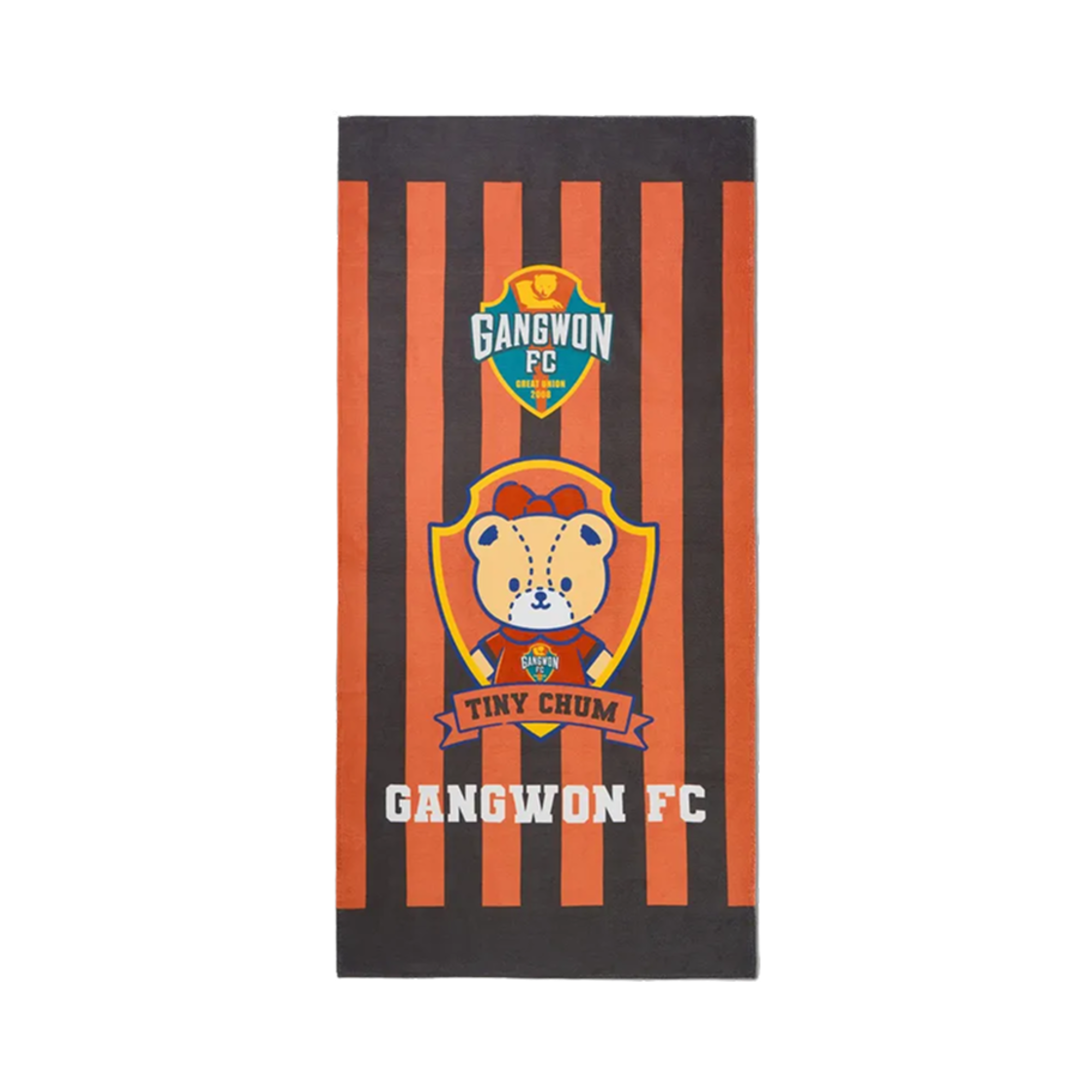 K 리그 x 산리오 캐릭터즈 2025 비치 타월 타이니 참 강원 FC 오렌지 블랙(K League x Sanrio Characters 2025 Beach Towel Tiny Chum Gangwon FC Orange Black)