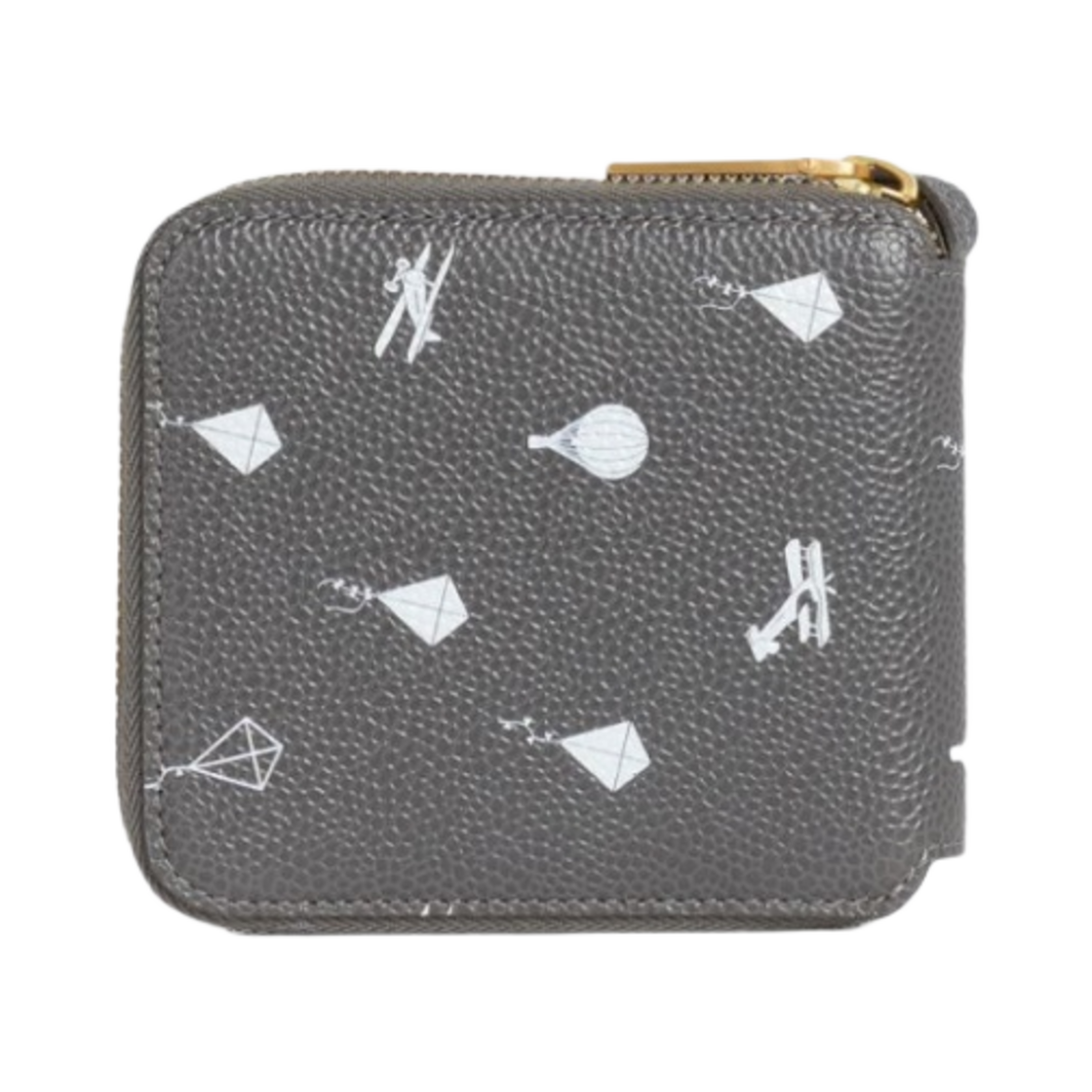 톰브라운 페블 그레인 레더 3D 카이트 하프 드롭 컴팩트 스트랩 집 지갑 다크 그레이(Thom Browne Pebble Grain Leather 3D Kite Half Drop Compact Zip Wallet with Strap Dark Grey) - 3