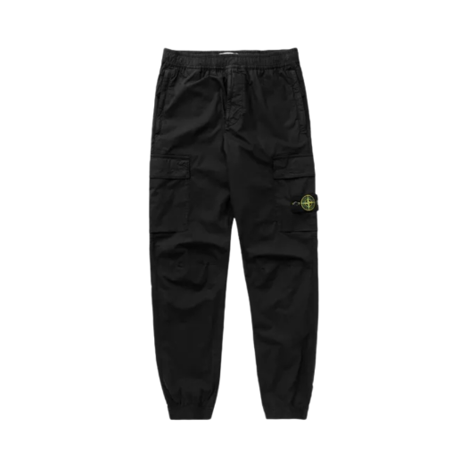 Stone Island 31303 Stretch Cotton Tela Paracadute Cargo Pants Black - 24SS