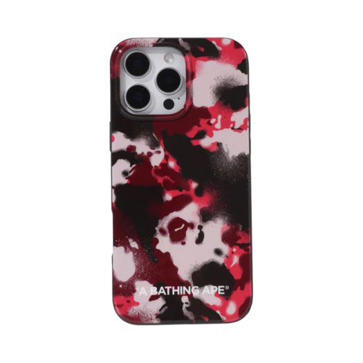0ZXECM061821O BAPE Map Camo iPhone 16 Pro Max Case Red