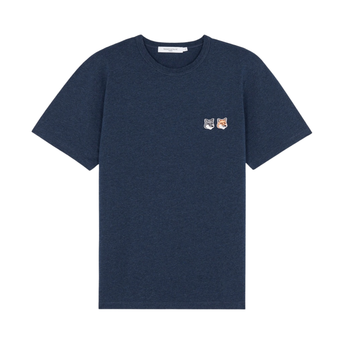 메종 키츠네 더블 폭스 헤드 패치 클래식 티셔츠 네이비 멜란지(Maison Kitsune Double Fox Head Patch Classic T-Shirt Navy Melange)