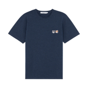 Maison Kitsune Double Fox Head Patch Classic T-Shirt Navy Melange