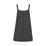(W) Dior Macrocannage Technical Cotton Tweed Short Dress Black White