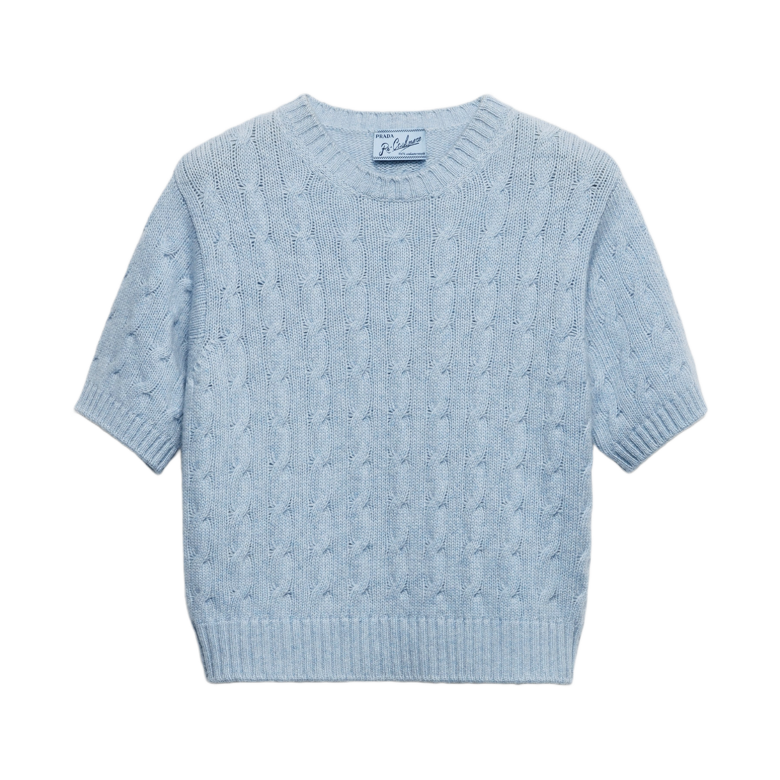 (W) 프라다 케이블 니트 리캐시미어 스웨터 사파이어 블루((W) Prada Cable-Knit Re-Cashmere Sweater Sapphire Blue) - 1
