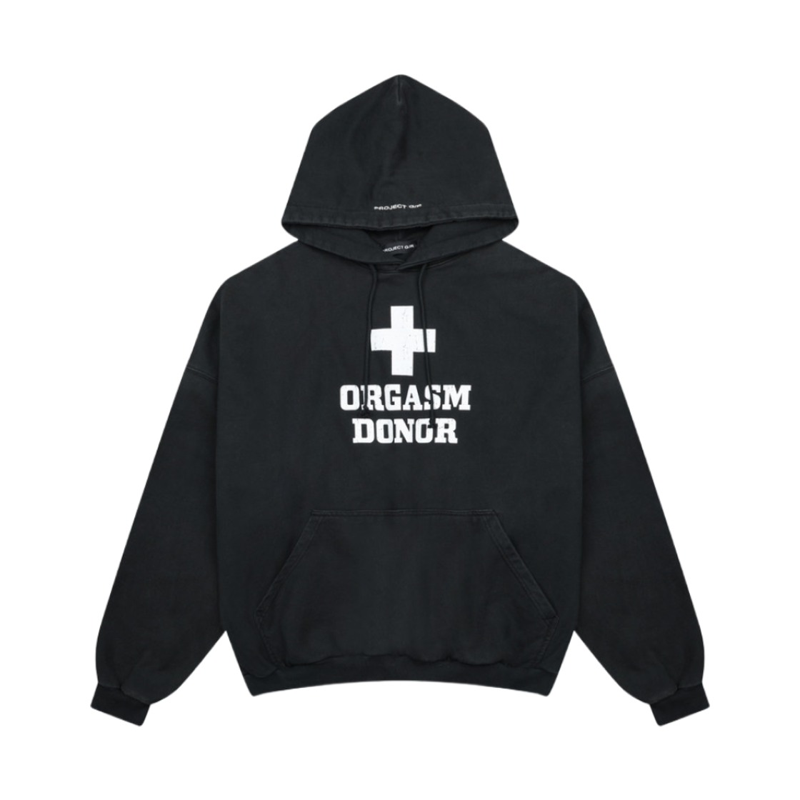 프로젝트 G/R 오르가즘 도너 후드 워시드 블랙(Project G/R Orgasm Donor Hoodie Washed Black)