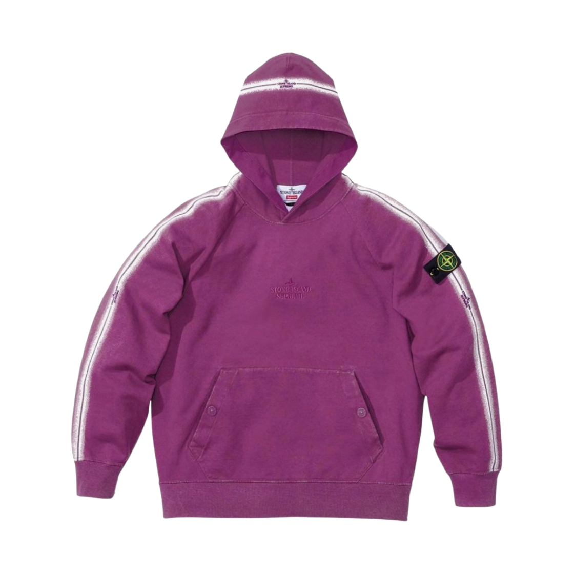 슈프림 x 스톤 아일랜드 스트라이프 후드 스웨트셔츠 퍼플 - 22SS(Supreme x Stone Island Stripe Hooded Sweatshirt Purple - 22SS)