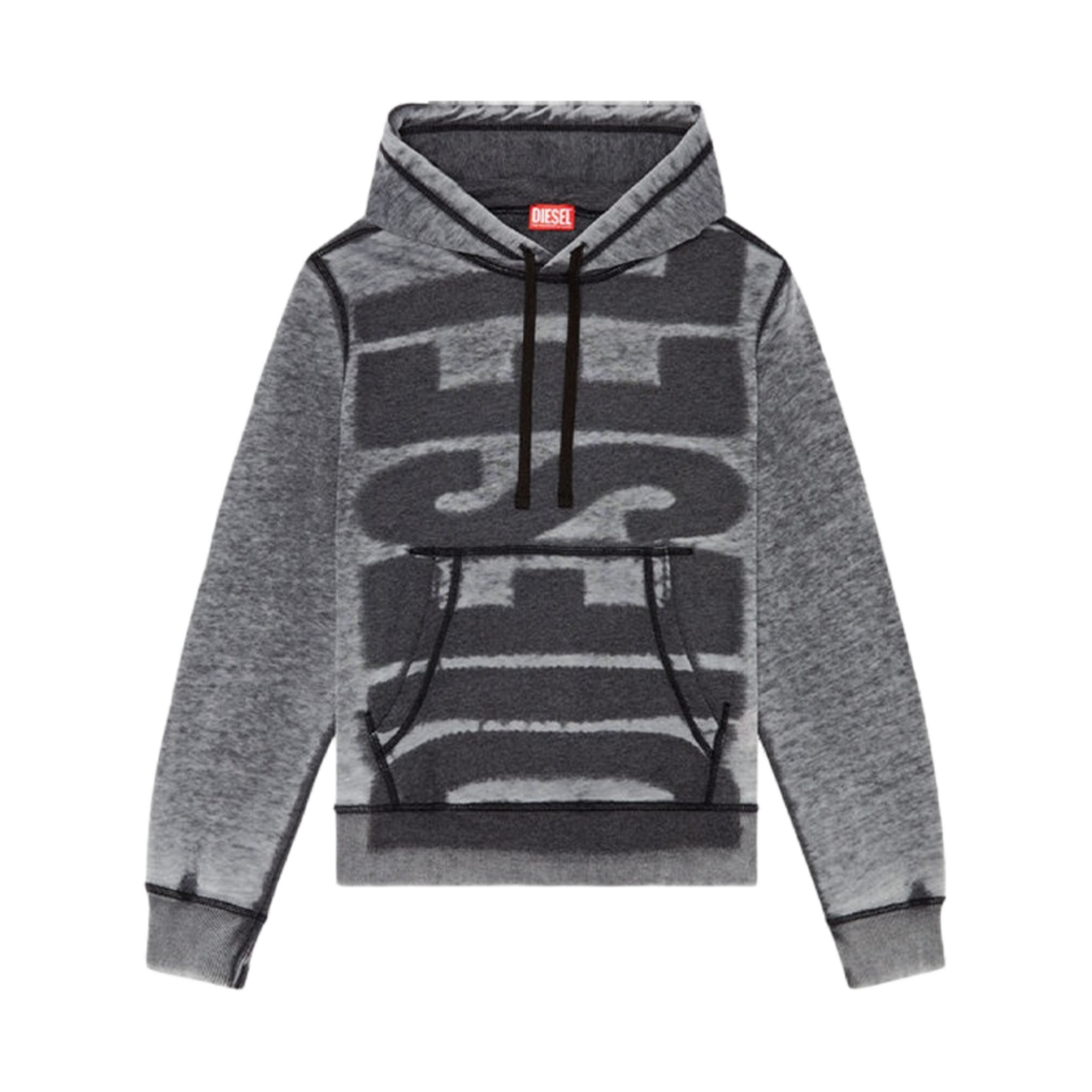 디젤 후드 번아웃 로고 블랙(Diesel Hoodie with Burn Out Logo Black) - 1