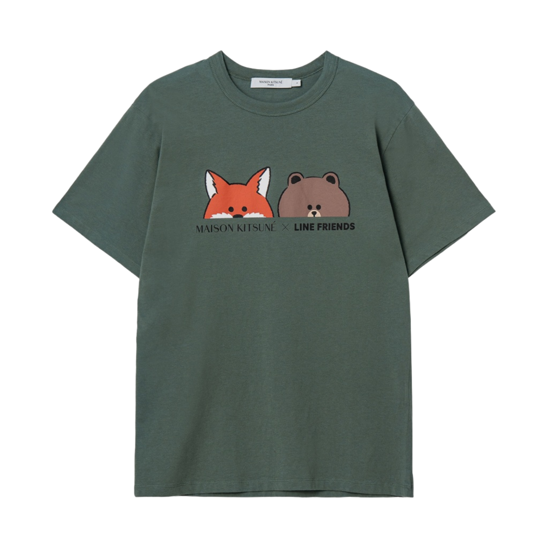 SPLNU00104/QK1742SP1H Maison Kitsune x Line Friends Face Print T-Shirt Blue Green