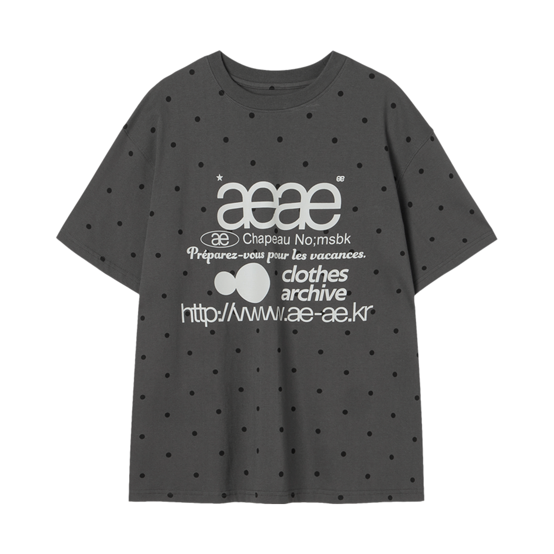 [예약 배송] 에이이에이이 웹 로고 도트 티셔츠 차콜([예약 배송] AEAE Web Logo Dot T-Shirts Charcoal)