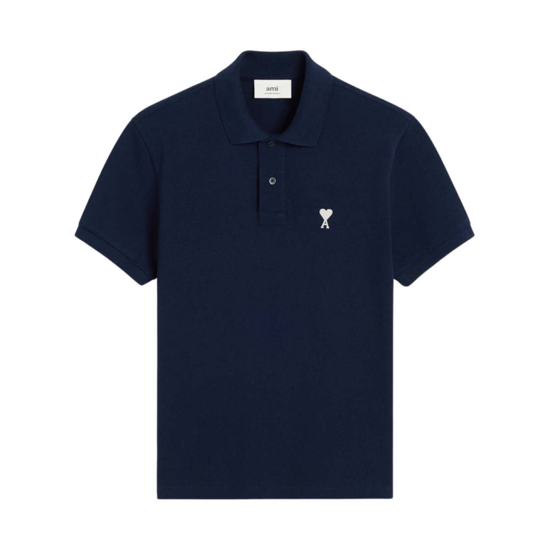 아미 스몰 하트 로고 오가닉 코튼 폴로 셔츠 나이트 블루 오프 화이트(AMI de Coeur Oragnic Cotton Polo Shirt Night Blue Off White)