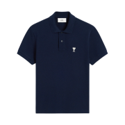 AMI de Coeur Oragnic Cotton Polo Shirt Night Blue Off White