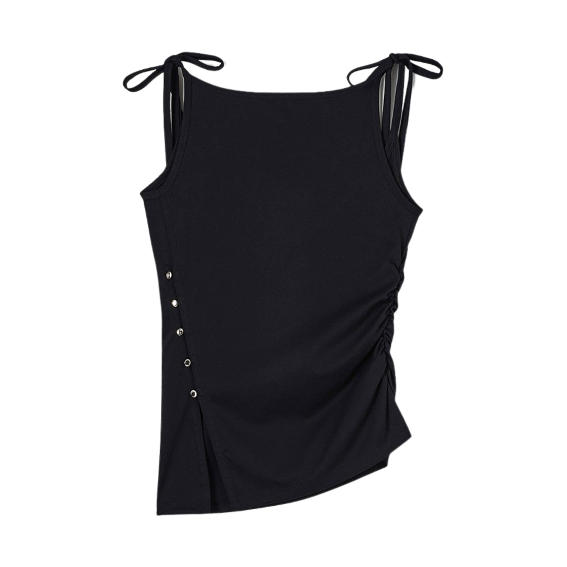 윤세 우먼 올리브 슬리브리스 탑 블랙(Yunse Women Olive Sleeveless Top Black) - 1