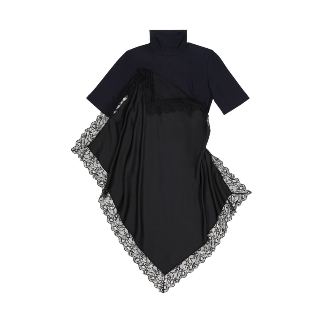 (W) MM6 메종 마르지엘라 스플리스 터틀넥 블랙((W) MM6 Maison Margiela Spliced Turtleneck Black) - 1