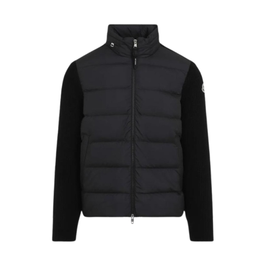 J2-091-9B00032-M1131-999 Moncler Padded Wool Zip-Up Hoodie Black - 24FW