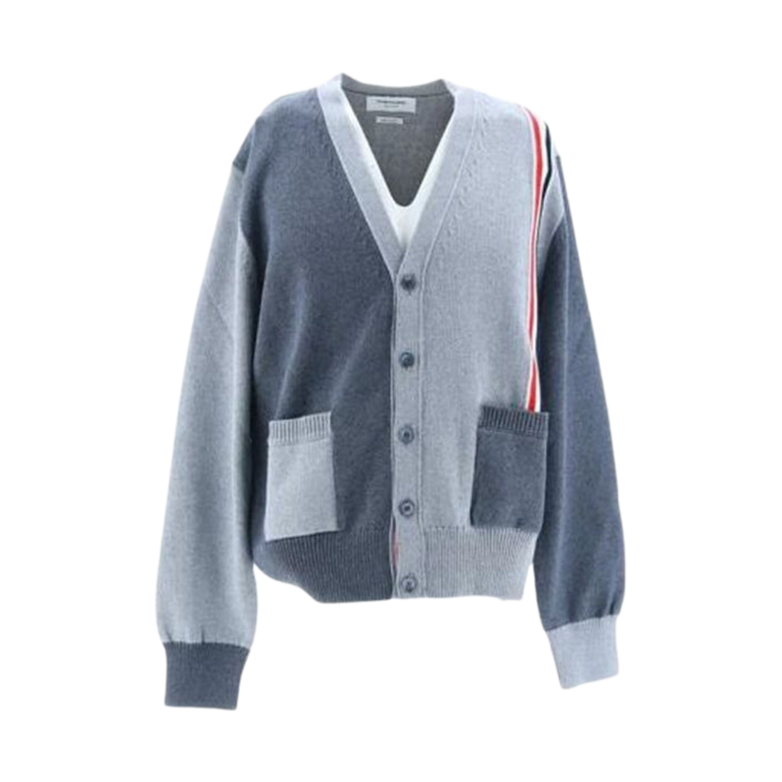 MKC530F-Y3017-982 Thom Browne Fun-Mix Cotton Relaxed V-Neck Cardigan Tonal Grey