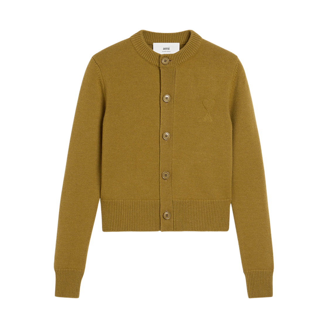 FKC171-KN0071-374 (W) AMI de Coeur Wool Cashmere Knit Cardigan Vert Lichen Khaki