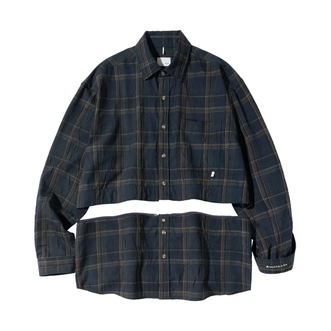 S167NV Diamond Layla Crop Detachable Crease Check Shirt S167 Faded Navy