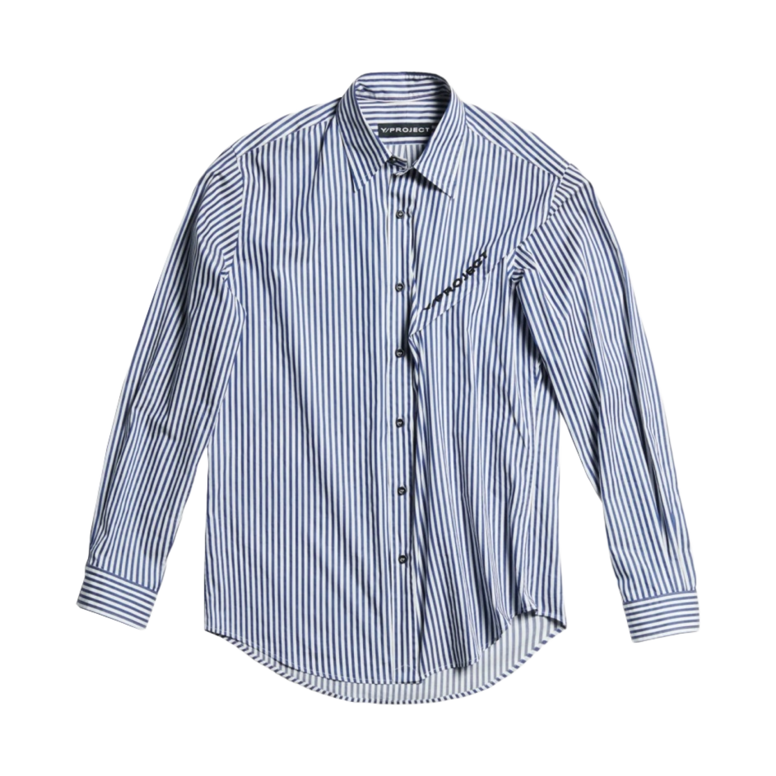 SHIRT59-S24 Y/Project Pinched Logo Stripe Shirt Navy White - 23SS