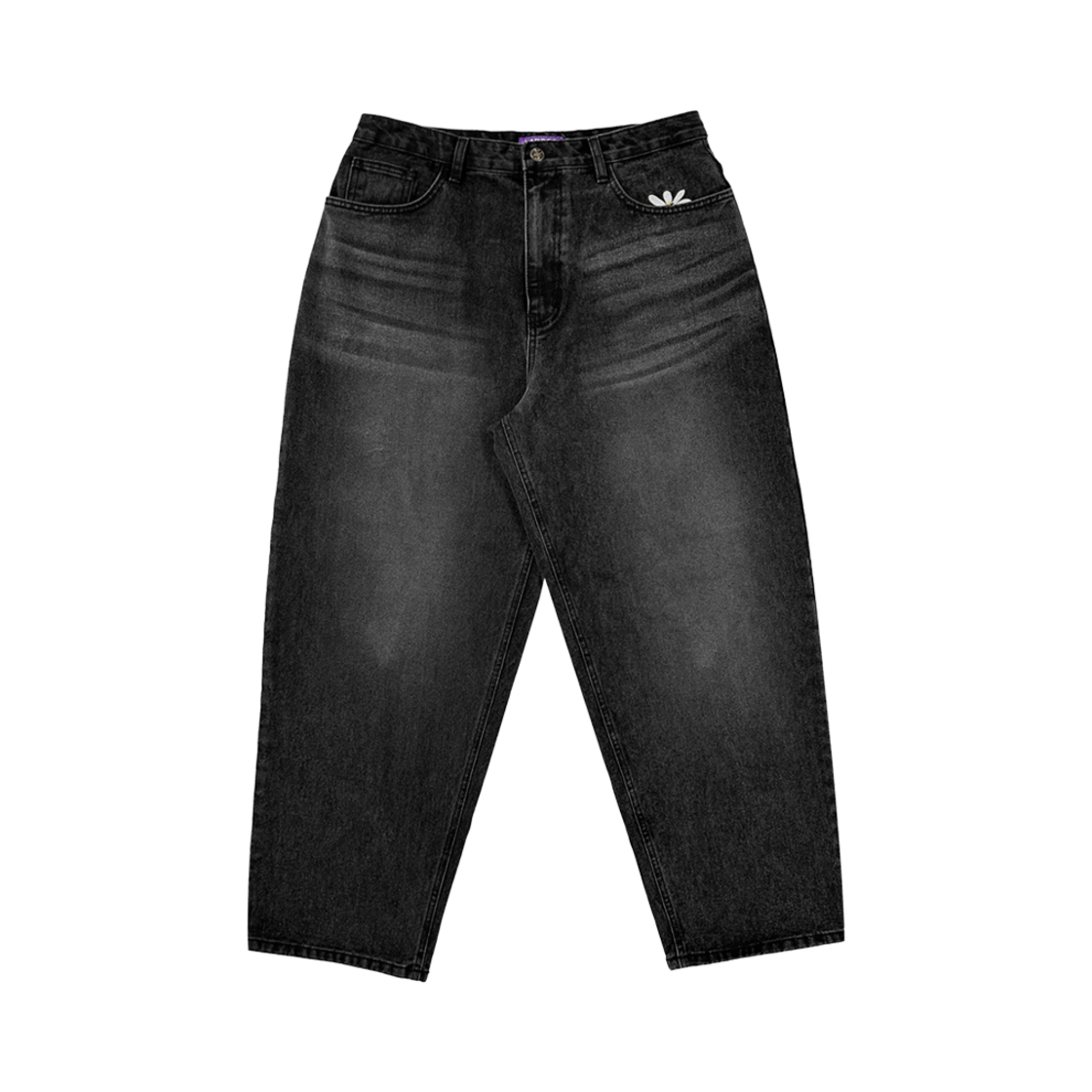 라브로스 스마트 데이지 캣 브러쉬 배기 진 블랙(Labros Smart Daisy Cat Brush Baggy Jeans Black)