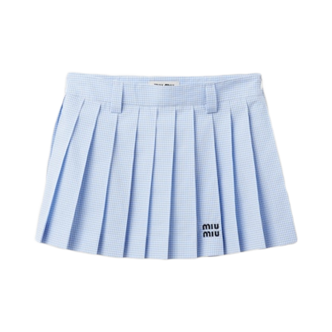 (W) 미우 미우 깅엄 체크 스커트 화이트 라이트 블루((W) Miu Miu Gingham Check Skirt White Light Blue) - 1