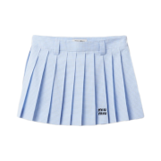 (W) Miu Miu Gingham Check Skirt White Light Blue