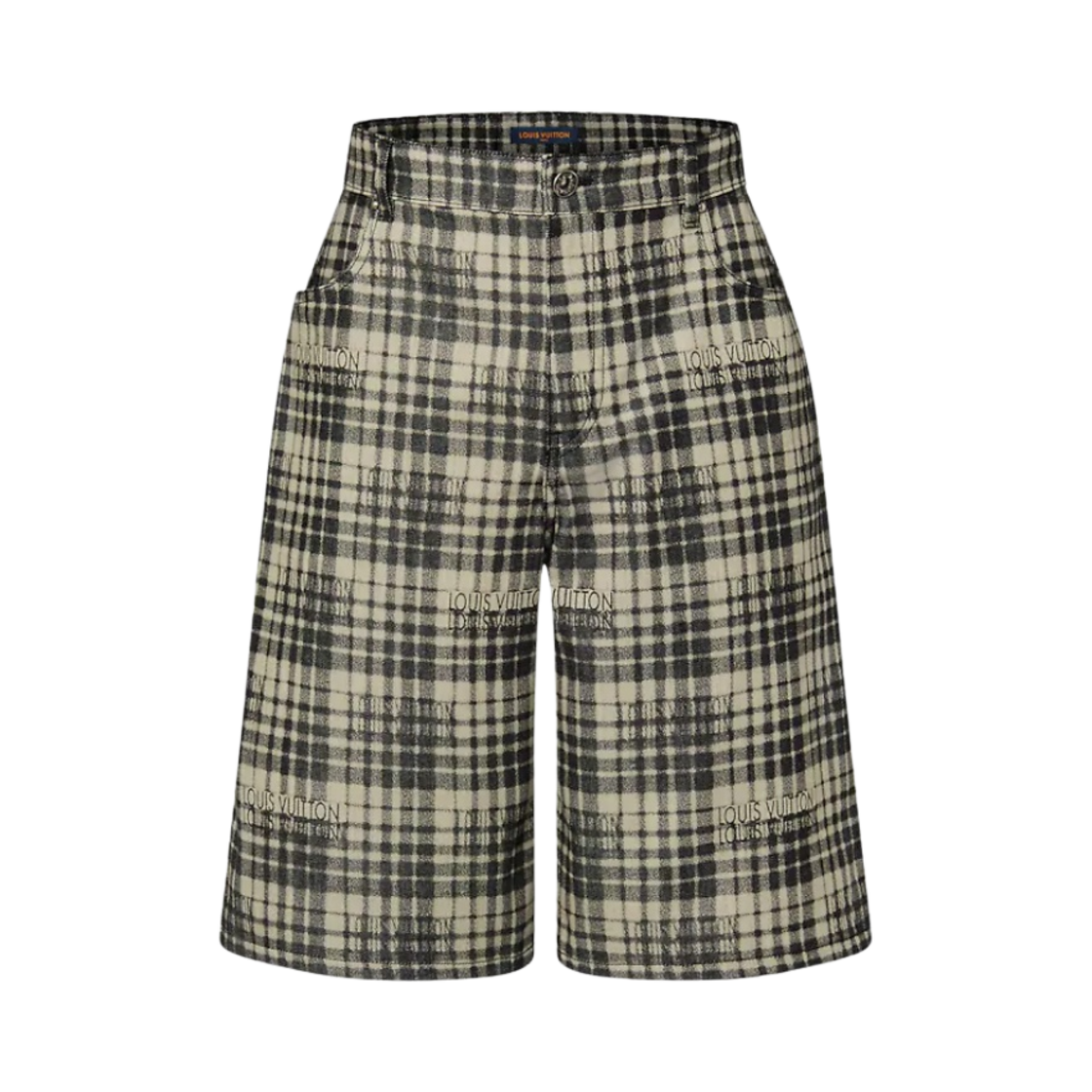 - Louis Vuitton Checked Denim Shorts Black