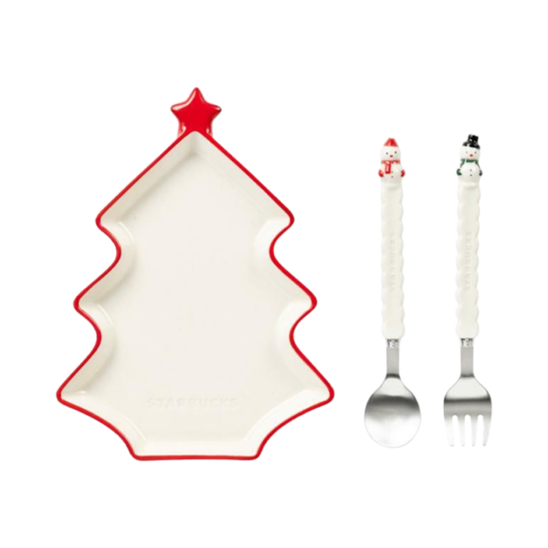 스타벅스 홀리데이 프렌즈 플레이트 & 커트러리 (3개 세트)(Starbucks Holiday Friends Plate & Cutlery (Set of 3)) - 1