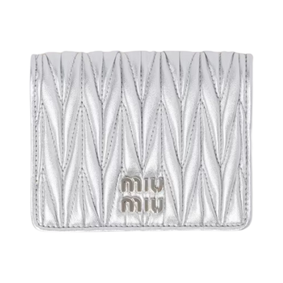 미우 미우 스몰 마테라쎄 나파 가죽 반지갑 실버(Miu Miu Small Matelasse Nappa Leather Wallet Silver)