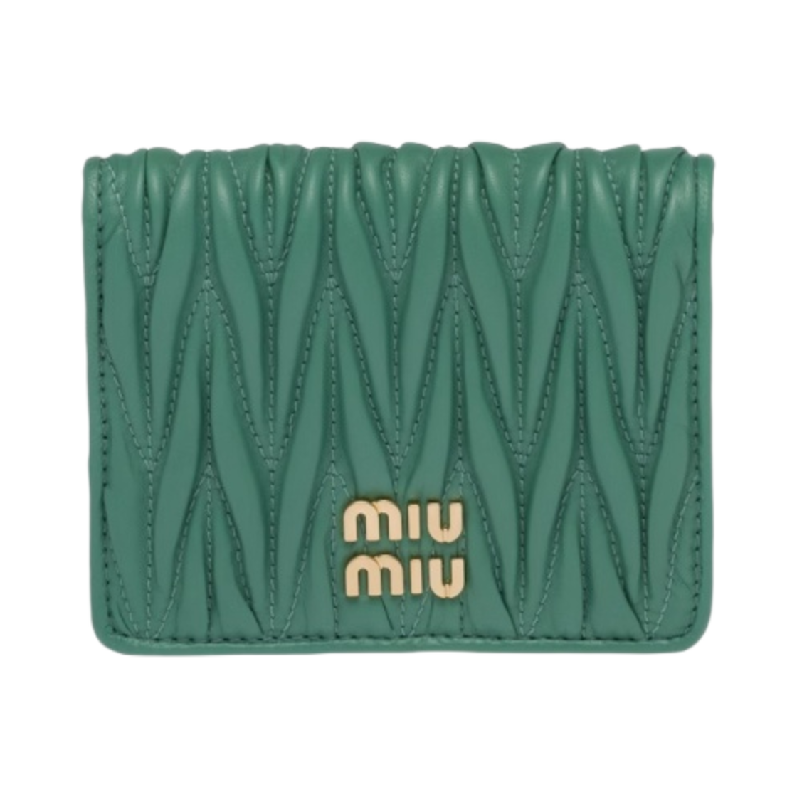 미우 미우 마테라쎄 나파 가죽 반지갑 세이지 그린(Miu Miu Matelasse Nappa Leather Wallet Sage Green)