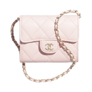 Chanel Classic Clutch with Chain Grained Shiny Calfskin & Gold Light Pink