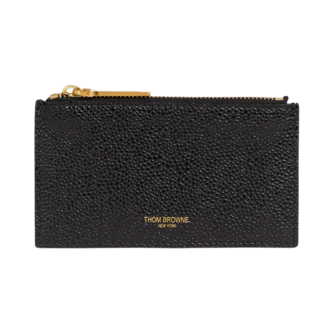 MAW237A-00198-001 Thom Browne Pebble Grain Zippered Card Wallet Black